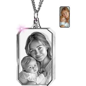 ArtPix 3D Crystal Photo Custom Necklace Rectangle, Customized Gift for Mom, Dad, Men, Women, Him, Her, Grandma,Grandpa, Father, Great Personalized Gifts With Your Own Photo, Memorial Necklace, Custom 3D Picture