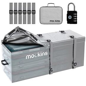 Mockins 16 CuFt Trailer Hitch Cargo Bag for Hitch Carrier |58x20x24 Waterproof Heavy Duty Vehicle Soft-Shell Carriers for Truck Bed Storage |Sturdy Vinyl Waterproof Bags for Travel | Cargo Carrier Bag