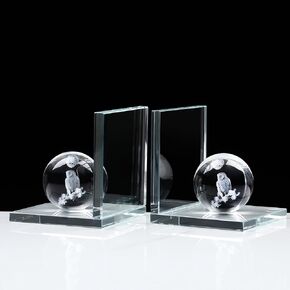 Book Ends for Heavy Books Unique- Cute Clear Crystal Bookends for Shelves Decorative - Elephant Gifts Decor Book Ends for Kids Books Stoppers to Hold Books Heavy Duty Funny Gift for Boys and Girls