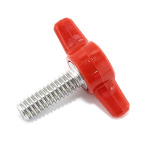 1/4"-20 x 3/4" Thumb Screw Stainless Steel - Red Tee Wing Plastic Knob - Standard/Coarse Thread Thumbscrew - Length: 0.750" - Proudly Built in USA - Package of (4)