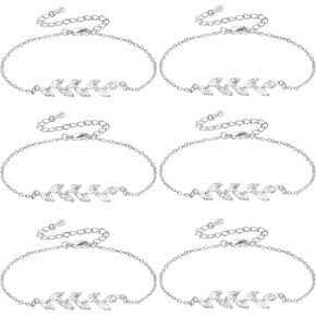 Bridesmaid Proposal Gifts, Bracelet Gifts 6 Pcs Bridesmaids Bracelets Dainty Bracelets with Tiny Cubic Zirconia Leaf Adjustable Bridal Bracelets for Women, Girl, Sister, Bestfriends