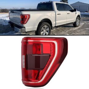 Tail Light Assembly Compatible with Ford F150 XL 2021 2022 Halogen Brake Lamp with Bulb Right Passenger Side