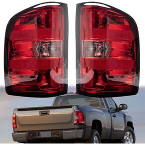 مجموعة مصابيح الذيل متوافقة مع 2007-2013 Chevy Silverado 1500 2500 3500 GMC Sierra 3500 HD للسائق وجانب الركاب مع لمبة داخلية وحزام أسلاك