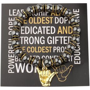 CENWA Hand Sign Beaded Bracelet Black and Gold Fraternity Gift Bracelet Sorority Jewelry Gift for Men