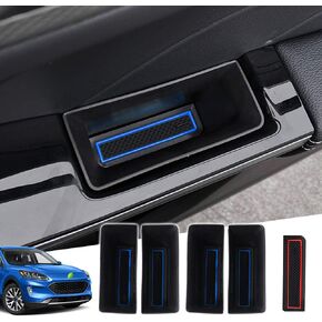 Autorder Custom Fit for Door Side Storage Box Ford Escape 2020 2021 2022 2023 Accessories Handle Pocket Armrest Phone Container with 2 Colors Mats 4pcs