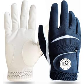 FINGER TEN Golf Gloves Men Left Hand Right Leather with Ball Marker Color Pack, Mens Golf Glove All Weather Grip, Fit Size Small Medium ML Large XL