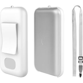 Battery Holder for Apple Vision Pro, Portable Vision Pro Battery Accessories Case with Belt Clip and Cross-Body Strap, Apple VR Headset Battery Pack Protective Cover, White