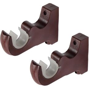 2Pcs Wooden Curtain Rod Brackets Drapery Rod Sturdy Curtain Rod Hooks for Living Room Bedroom Bathroom（Brown）