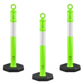 RoadHero 45 Inch [6 Pack] Delineator Post with Base, Orange Traffic Delineator Posts Cones with Reflective Collars for Parking Lots, Road Safety, Construction Events