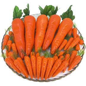 Laiiqi 35Pcs Artificial Carrots,Fake Mini Easter Carrots,Lifelike Foam Carrot Plastic Artificial Vegetables for Party Home Kitchen Decorations