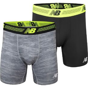 New Balance Men's Standard Premium Performance 9" Boxer Brief Underwear (2 Pack)