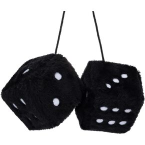 Soleebee Pair Fuzzy Plush Dice Car Hanging Ornament, Red with White Dots Soft Plush Dice Car Decoration Car Rear View Mirror Hanging Accessories (Red A)