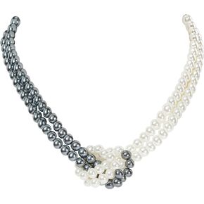 Coucoland Women's Pearl Necklaces for Women - 1920s White Black Faux Pearl Bead Strand Gatsby Necklace Choker