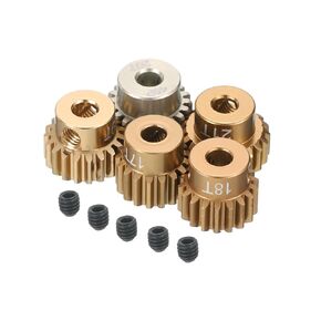 MECCANIXITY 5Pcs RC 48DP Motor Pinion Gear 3.175mm Shaft 17T/18T/19T/20T/21T Hardened Pinion Gears Aluminum for 1/10 1/12 RC Model Car, RC Motor