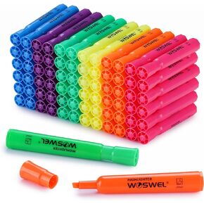 Highlighters Bulk, 72 Pack Tank Style Highlighters Assorted Fluorescent Colors Set, 6 Bright Colors Chisel Tip Highlighter Markers for Kid and Adult Coloring, Highlighting as School Supplies