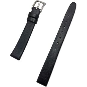 12mm Black Genuine Calfskin Leather Watchband | Elegant, Flat Replacement Watchstrap that brings New Life to Any Watch (Womens Standard Length)
