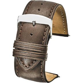 STUNNING SELECTION ALPINE Genuine leather watch band (fits wrist sizes 6-7 1/2 inch)- black, brown - 26mm, 28mm, 30mm