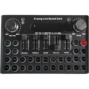 Audio Mixer, Mini Sound Dj Mixer Board,Universal Voice Changer External Live Sound Card with 18 Sound Effects for Karaoke Singing for Phone Laptop Computer，Gaming Live Streaming