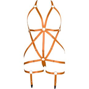 Fat Women Full Body Harness Garter Belt Plus Size Cage Hollow Out Frame Stockings Bra Set Punk Goth Rave Clothing