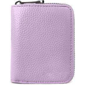 RFID Genuine Leather Accordion Wallet, Small Card Case with 20 Card Slots for Women or Men(Purple)