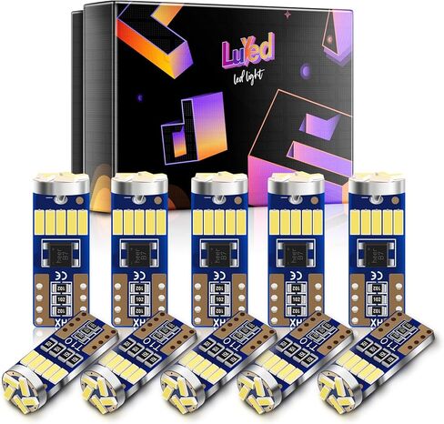 LUYED 10 × 500 لومن ساطع للغاية 9-30 فولت 4014 15-EX شرائح Canbus W5W 194 168 2825 مصابيح LED، أبيض زينون (لمبة 194 LED ساطعة) in Kuwait