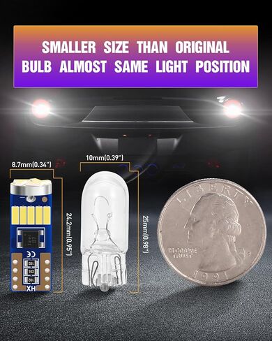 LUYED 10 × 500 لومن ساطع للغاية 9-30 فولت 4014 15-EX شرائح Canbus W5W 194 168 2825 مصابيح LED، أبيض زينون (لمبة 194 LED ساطعة) in Kuwait