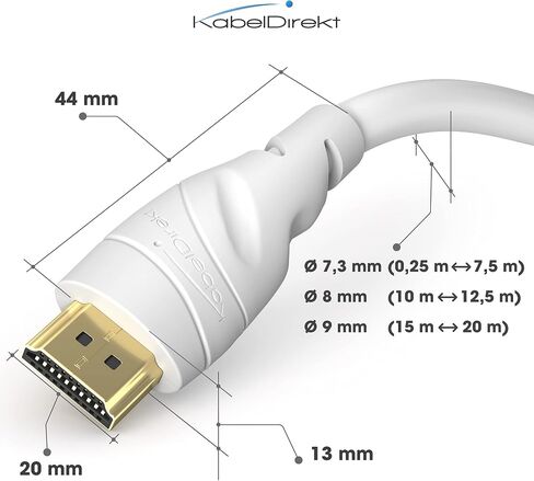 كابل HDMI 8K / 4K - 6.6 قدم - مع A.I.S Shielding - مصمم في ألمانيا (يدعم جميع أجهزة HDMI مثل PS5 وXbox وSwitch - 8K@60 هرتز، 4K@120 هرتز، سلك HDMI عالي السرعة مع إيثرنت، أبيض) بواسطة CableDirect in Saudi Arabia