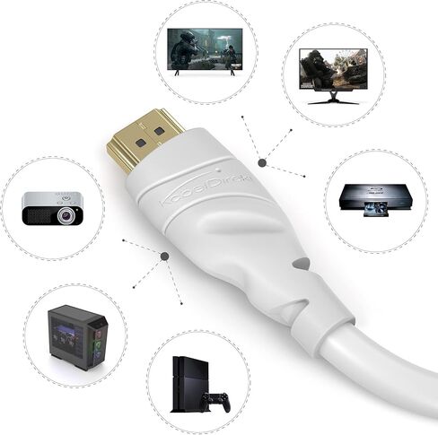 كابل HDMI 8K / 4K - 6.6 قدم - مع A.I.S Shielding - مصمم في ألمانيا (يدعم جميع أجهزة HDMI مثل PS5 وXbox وSwitch - 8K@60 هرتز، 4K@120 هرتز، سلك HDMI عالي السرعة مع إيثرنت، أبيض) بواسطة CableDirect in Saudi Arabia
