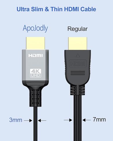 كابل HDMI قصير رفيع بطول 2 قدم، كابل HDMI فائق النحافة 4K بطول 2 قدم سلك HDMI 2.0 مرن صغير يدعم 4K@60 هرتز، 2K@144 هرتز، 1080P@120 هرتز، HDR، ثلاثي الأبعاد، ARC للكاميرا، الكمبيوتر المحمول، الشاشة، HDTV، PS5/4، Xbox in Kuwait