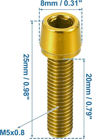 X AUTOHAUX 6 Pcs Bicycle Stem Screws for MTB Bike Bicycle Stem Durable M5x20mm Socket Head Cap Bolts Screws Nuts Steel in Saudi Arabia
