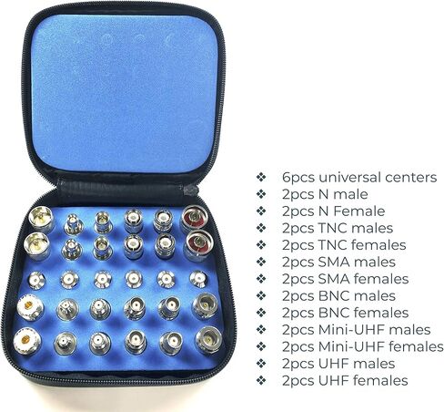ConnectoRF 30 قطعة طقم مهايئ عالمي محوري RF N TNC SMA BNC UHF Mini-UHF (عدة فقط (بدون كابل)) in Saudi Arabia