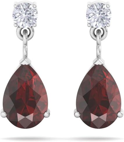 Silver Smile Sterling Silver Jewelry Set For Women With Pear Shaped 7x5mm Gemstone Necklace, 3mm Natural White Topaz, and Matching Pear Shaped Earrings For Her in Saudi Arabia