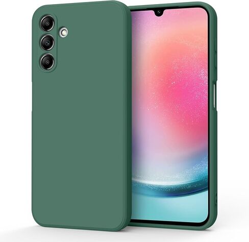 AK for Samsung Galaxy A24 4G Case, Stylish Slim Liquid Silicone Full-Body Protective Cover for Samsung Galaxy A24 4G 6.5 Inch Phone Case (Dark Green) in Saudi Arabia