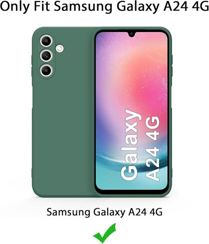 AK for Samsung Galaxy A24 4G Case, Stylish Slim Liquid Silicone Full-Body Protective Cover for Samsung Galaxy A24 4G 6.5 Inch Phone Case (Dark Green) in Saudi Arabia