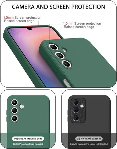 AK for Samsung Galaxy A24 4G Case, Stylish Slim Liquid Silicone Full-Body Protective Cover for Samsung Galaxy A24 4G 6.5 Inch Phone Case (Dark Green) in Saudi Arabia