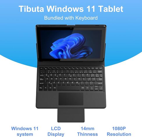 Tibuta 2 in 1 Windows 11 Tablet PC 10.1 Inch IPS 1280 * 800 Intel Celeron N4100 Processor Dual-Mode Linked Keyboard 128G ROM Portable Computer in Kuwait