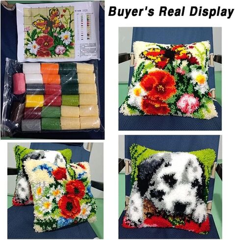 Eagle and Flag Latch Hook Pillow Kits for Beginner Needle Crochet Yarn Kits with Stamped Canvas Embroidery Cushion Hook and Latch Throw Pillow Christmas Decoration 43x43cm in Saudi Arabia