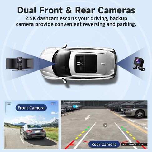 شاشة CarPlay محمولة للسيارة، شاشة لمس عالية الدقة 10.26 بوصة تعمل بنظام Android Auto Car Play مع كاميرا داش 2.5K MirrorLink/DVR/كاميرا احتياطية in Kuwait