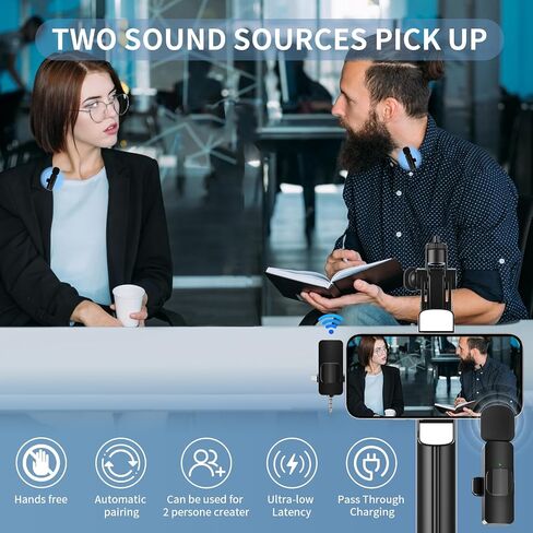 3 in 1 Mini Microphone Wireless Lavalier Microphones for iPhone,Android,Camera,Laptop Cordless Double Mics Video Recording Lav Mic for Interview,Vlog in Saudi Arabia