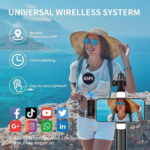 3 in 1 Mini Microphone Wireless Lavalier Microphones for iPhone,Android,Camera,Laptop Cordless Double Mics Video Recording Lav Mic for Interview,Vlog in Saudi Arabia