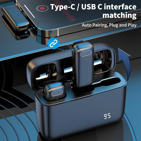 ميكروفونات LLreLi لهاتف iPhone 15، قطعتان من ميكروفون Lavalier اللاسلكي مع علبة شحن - التوصيل والتشغيل، جودة صوت واضحة لجهاز iP15 Pro/Max والمزيد، K13 in Kuwait