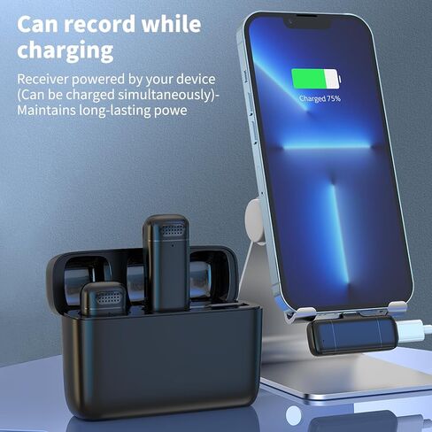 ميكروفونات LLreLi لهاتف iPhone 15، قطعتان من ميكروفون Lavalier اللاسلكي مع علبة شحن - التوصيل والتشغيل، جودة صوت واضحة لجهاز iP15 Pro/Max والمزيد، K13 in Kuwait