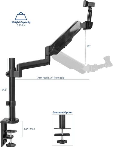 VIVO Black Height Adjustable Pneumatic Spring Microphone Counterbalance Arm Mount, Compact Mic Stand with Mounting Clamp STAND-MIC01 in Saudi Arabia