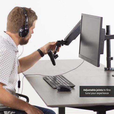 VIVO Black Height Adjustable Pneumatic Spring Microphone Counterbalance Arm Mount, Compact Mic Stand with Mounting Clamp STAND-MIC01 in Saudi Arabia