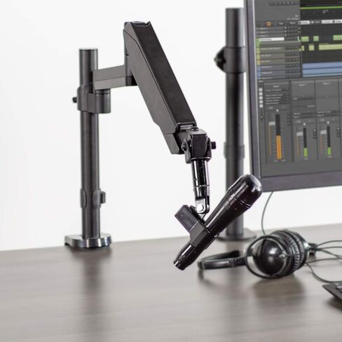 VIVO Black Height Adjustable Pneumatic Spring Microphone Counterbalance Arm Mount, Compact Mic Stand with Mounting Clamp STAND-MIC01 in Saudi Arabia