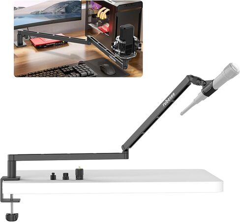 Low Profile Microphone Boom Arm, rubesee Adjustable Stick Mic Arm Stand with Desk Mount Clamp/Screw Adapter/Microphone Clip, Fully Rotatable Aluminum Low Arm for Podcast/Streaming/Gaming/Office in Saudi Arabia