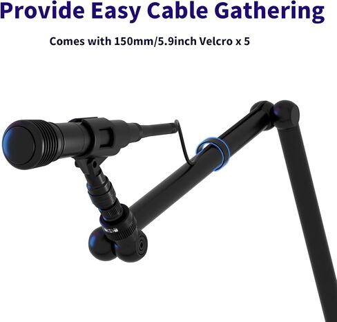 ذراع ذراع ميكروفون منخفض المستوى، حامل ذراع ميكروفون قابل للتعديل من روبيسي مع مشبك تثبيت مكتبي/محول لولبي/مشبك ميكروفون، ذراع منخفض من الألومنيوم قابل للدوران بالكامل للبودكاست/البث/الألعاب/المكتب in Kuwait