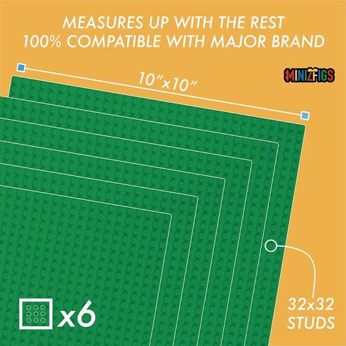 Classic Baseplate Building Base Plates for Building Bricks | 100% Compatible with Major Brands-Baseplate | 10" x 10" | Black | for Kids 3+ | 6 Pack in Saudi Arabia