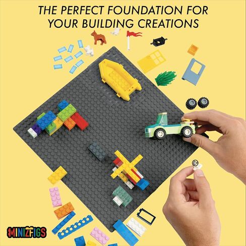 Classic Baseplate Building Base Plates for Building Bricks | 100% Compatible with Major Brands-Baseplate | 10" x 10" | Black | for Kids 3+ | 6 Pack in Saudi Arabia