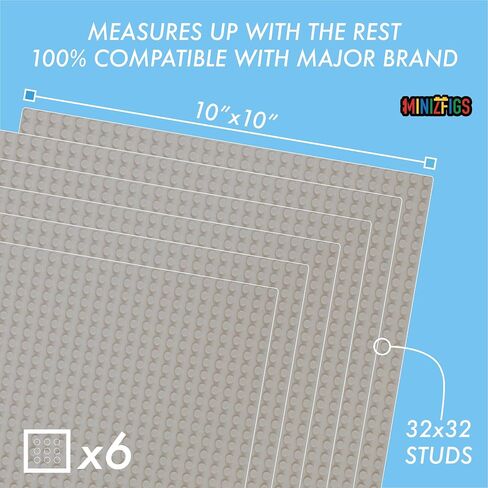 Classic Baseplate Building Base Plates for Building Bricks | 100% Compatible with Major Brands-Baseplate | 10" x 10" | Black | for Kids 3+ | 6 Pack in Saudi Arabia